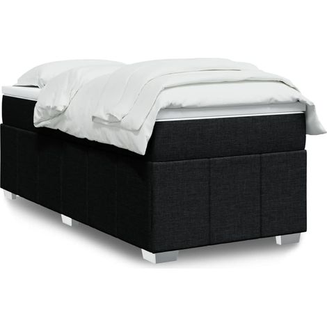 Lit simple - 100x200 cm, Sommier à lattes de lit avec matelas Noir Tissu WFE768312 Maison Chic (1/5)