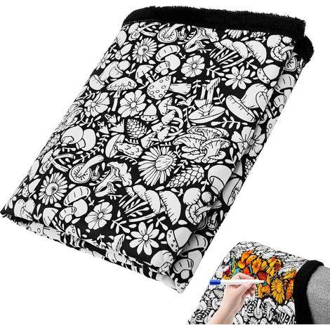 Couverture DIY à peindre, couverture à personnaliser à colorier 114x146cm, dessin créatif lavable en tissu, recoloration, couverture en peluche pour la maison, chambre à coucher, salon, décoration (1/5)