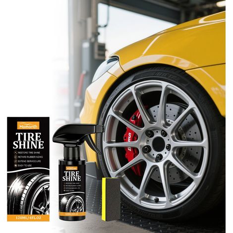 Tire shine spray, tire blackening, polishing, anti-aging coating liquid, wheel cleaning and maintenance agent -- 120ML1, sponge1 -- BIEMMEDUE (1/5)