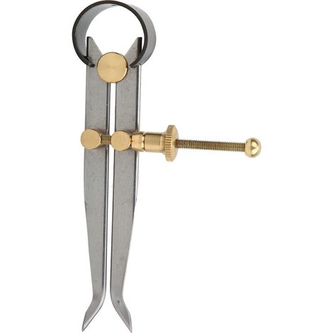 Compas à diviser ressort trempé, acier carbone et laiton, jambes plates, traçage précis, 100mm (1/5)