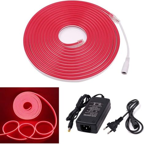 Bande LED néon flexible 5m avec 120 lumières LED pour intérieur et extérieur Couleur: Rouge (1/3)