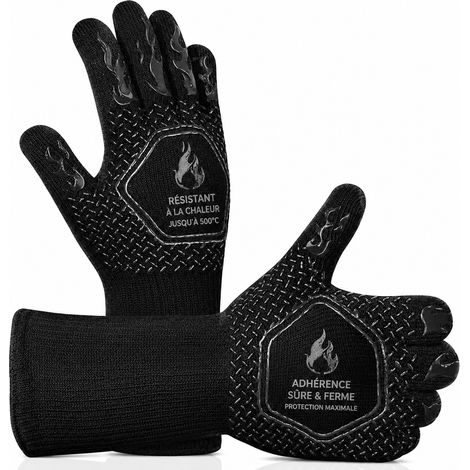 Gant anti-chaleur 800 °C motif flamme noire taille unique 33 cm 33 réf 1272 33 × 12 × 3 cm 130 g – Livraison gratuite