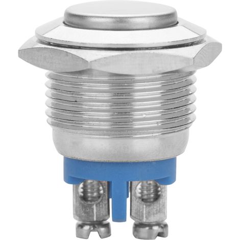 Lot de 5 mini-interrupteurs à bouton-poussoir étanches en métal 2 broches (tête convexe), 16 mm, 250 V (1/5)