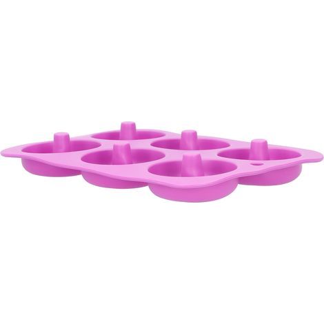 Moule à donuts en silicone 6 cavités, antiadhésif, rond, pour chocolat, gâteau, cuisson au four, outil de cuisine (Violet foncé)