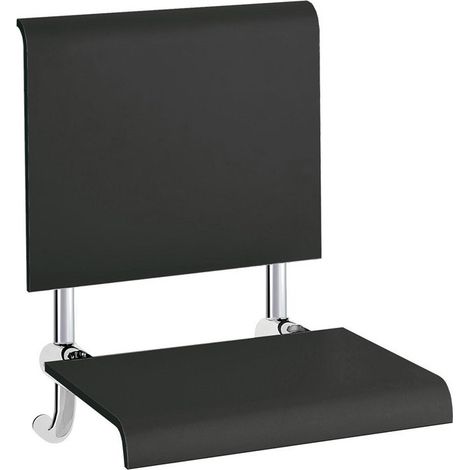 Asiento plegable Emco SYSTEM 2 con asiento de plástico cromado negro