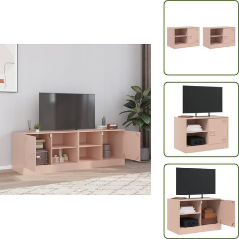 TV-Schränke 2 Stk. Rosa 67x39x44 cm Stahl - TV-Schrank - Fernsehschrank - Regal - Wohnzimmereinrichtung - Rosa Möbel (1/5)