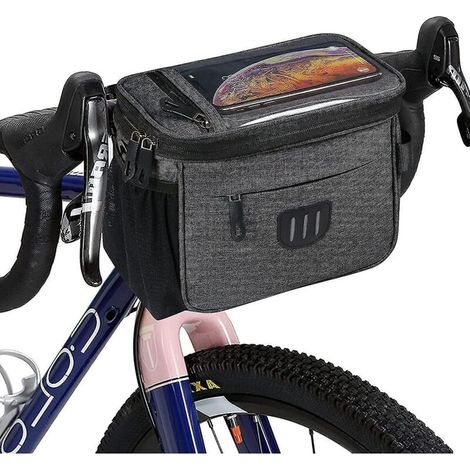 Sacoche avant de panier de vélo, sacoche de panier de vélo étanche avec sac avant tactile et bandoulière amovible compatible avec tous les téléphones portables (1/5)