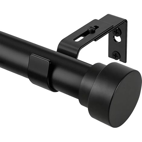 Extendable Curtain Rod Stainless Steel Matt Black 80 cm - 400 cm, Reinforced Curtain Rod Diameter 25 mm Wall Mounting for Drilling, Load up to 15 kg, Curtain Rod for Windows, Bedrooms, Living (1/3)