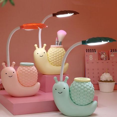 Lampe de bureau LED USB chargeant la lecture des enfants protection des yeux veilleuse dessin animé escargot (1/4)