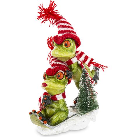 Weihnachtsfroschfigur auf Skiern, 21 cm (1/5)