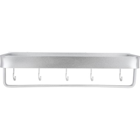 Étagère de rangement murale multifonctionnelle pour douche, cuisine et salle de bain (étagère de rangement de 40 cm avec barre et crochet) (1/5)