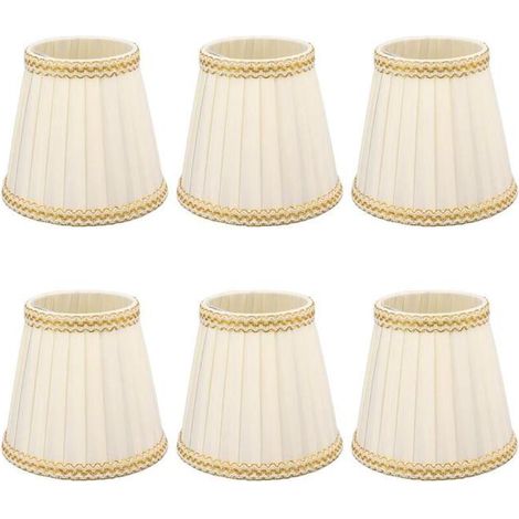 Abat-jour, 6 Pièces Petit Abat-jour Clip sur Tambour Abat-jour Tissu pour Lustre Bougie Ampoules Accessoires D'éclairage E14, Pinces (1/5)