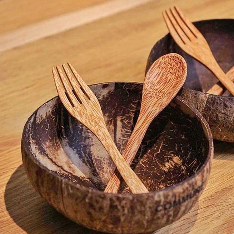 Fourchette en bois en bois naturel vietnamien, accessoire de photographie haut de gamme pour desserts et bonbons. (1/5)