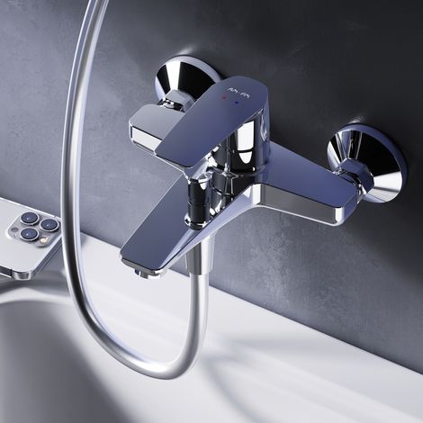 AM.PM Mitigeur Baignoire Chrome Robinet Baignore Main Monté Mur pour Salle de Bains Mélangeur de Baignoire en Laiton (1/5)