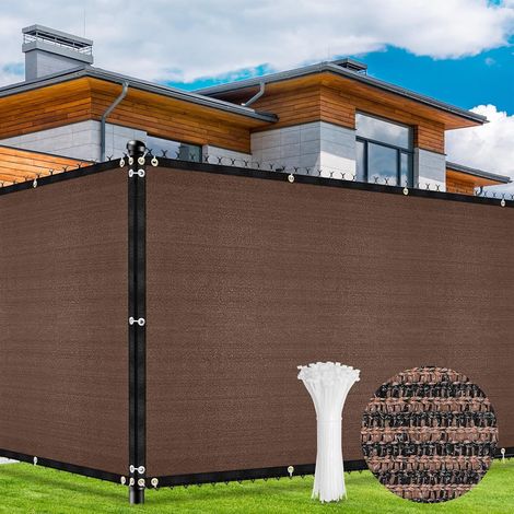 Brise Vue occultant Sable pour Jardin Cloture 1.8m x 15.2m, 170g/m² HDPE Tissu 90% Occultant Anti-UV Brise D’intimité Clôture pour Terrasse Balcon avec Attaches de câble Zip - Sable (1/5)