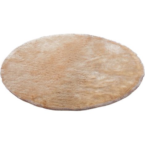 Tappeto shaggy rotondo a pelo lungo ultra morbido Diam. 200 cm Beige scuro - DOLCE (1/4)