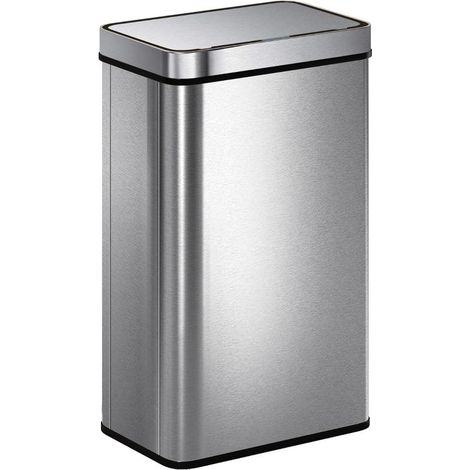 Poubelle de 60 L à ouverture automatique par capteur, couvercle automatique, acier inoxydable, polyvalente, couleur argent (1/5)