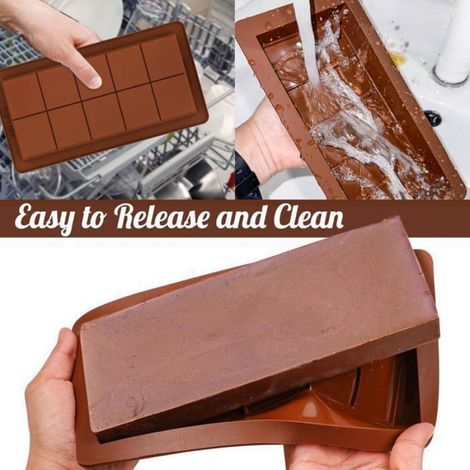 Moule À Chocolat - Silicone Alimentaire - 20 3 X 11 9 X 2 5 Cm - 10 Compartiments - Pour Tablettes Et Chocolats Fourrés - Lot De 2 (1/5)