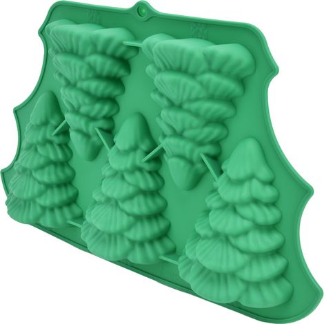 Grüne Silikon-Weihnachtsbaum-Kuchenform mit 5 Mulden, Backwerkzeug für Weihnachtsdekoration (1/5)