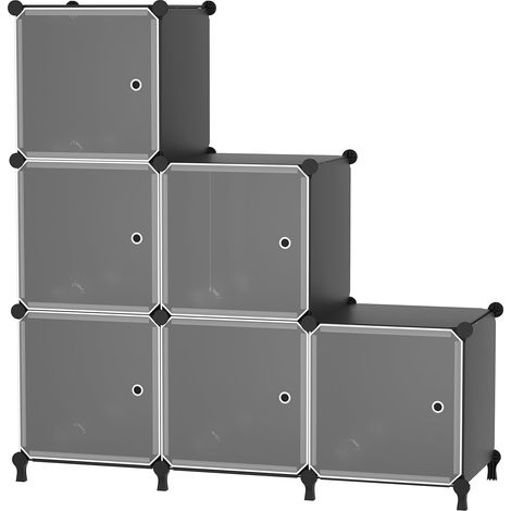6 Cubes avec Portes, Rangement DIY pour Chambre & Placard, Noir (1/5)