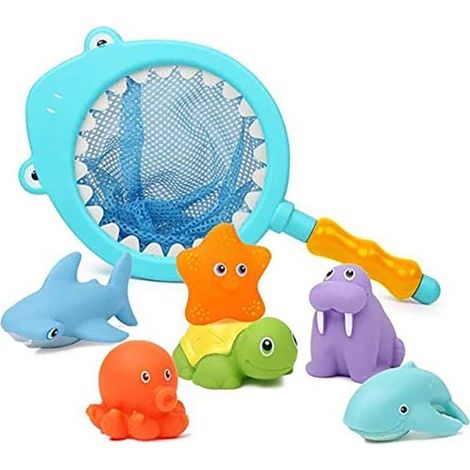 7-teiliges Badespielzeug-Set, Badespielzeug für Kinder, Badespielzeug mit Fischernetz (1/5)