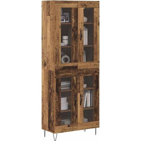 Armoire Haute de Rangement en Bois Vintage, Meuble de Storage 69.5 x 34 x 90 cm, Placard Mural en Panneau d'Ingénierie pour Salon, Cuisine ou Salle de Bain (1/5)