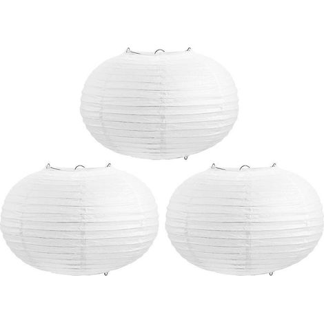 3er-Set Papierlaternen-Lampenschirme, dekorative Papier-Hängelampenschirme, Papierlampenschirme-30.00X30.00X19.00CM-White (1/4)