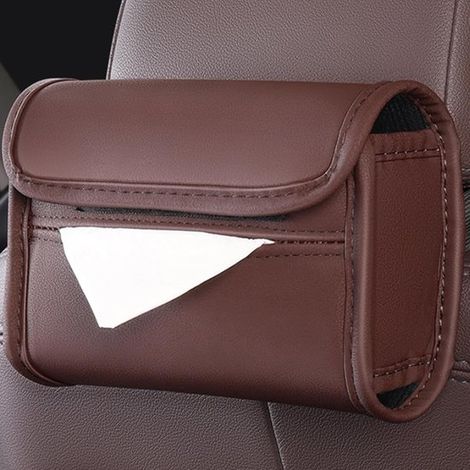 Copertura in pelle PU per scatola di fazzoletti per auto, contenitore rettangolare per tovaglioli di carta per aletta parasole e poggiatesta per veicoli SUV (1/3)
