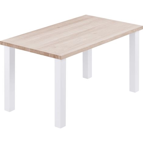LAMO Manufaktur Esstisch Küchentisch, 120x80x76 cm (AxBxH), Classic, Roh / Weiss, LEG-01-A-001-9016Cl