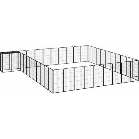 vidaXL Jaula perros 42 paneles acero recubierto polvo negro 50x100 cm (1/5)
