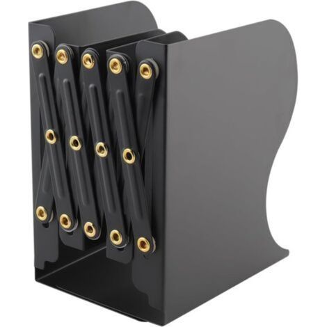 Serre-livres rétractable, étagère métallique réglable, idéale pour le bureau, la chambre ou le salon (noir)