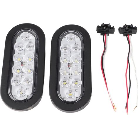Juego de 2 luces de posición laterales ovaladas con 10 LED (15 cm), resistentes al agua con clasificación IP67, para camión y remolque (blancas). (1/3)