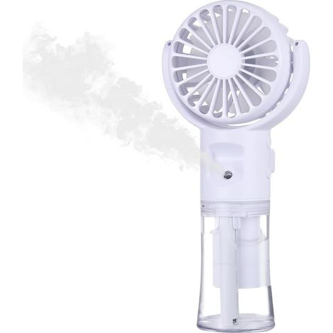 Mini-Akku-Ventilator mit Sprühfunktion – 4 Geschwindigkeitsstufen – Integrierter Luftbefeuchter – 4 bis 15 Stunden Akkulaufzeit – 16 cm hoch – USB-Typ-C-Kabel (1/5)