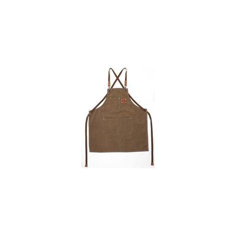 Delantal de cocina para hombre (marrón), de lona con 3 bolsillos, impermeable y ajustable, para barbacoas, restaurantes, jardines, carpintería, 78 x 68 cm - Crezuo