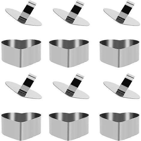 Cercle à gâteau en pièces, emporte-pièce, moule à gâteau, cercle à gâteau en acier inoxydable, moules à mousse pour desserts (forme de cœur) (1/5)