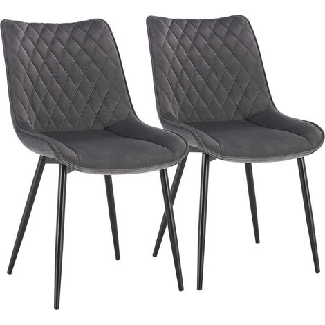 Sedie da cucina 2 pezzi in velluto grigio scuro 190000412