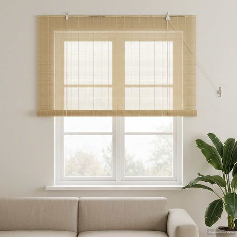 vidaXL Store enrouleur Naturel 130 x 160 cm Bambou (1/5)