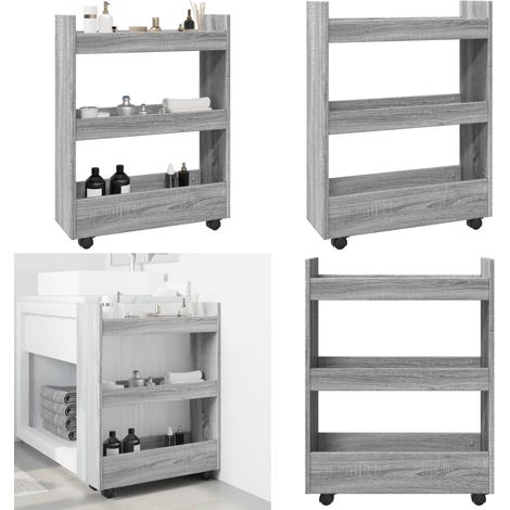 vidaXL Chariot de rangement étroit 3 niveaux sonoma gris (1/5)