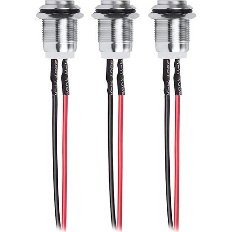 Ensemble de 3 interrupteurs à bouton-poussoir avec mécanisme de verrouillage, en acier inoxydable, étanches, 12 mm, 12 V/24 V/125 V/250 V (1/5)