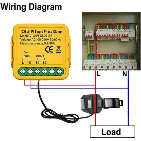 Compteur d'énergie intelligent Tuya Wifi avec capteur de transformateur de courant, 2 canaux (1/5)