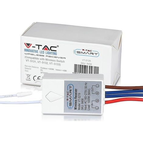 V-TAC Ricevitore Wireless per Interruttori Senza Fili Fino a 500mt (1/9)