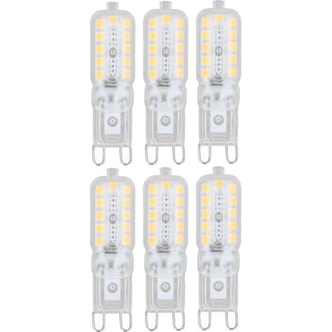 Lot de 6 ampoules LED G9 5W, 22 LED, à intensité variable, avec diffuseur transparent, pour plafonnier, applique murale ou lampe de table. Lumière blanche, 220-240V. (1/5)