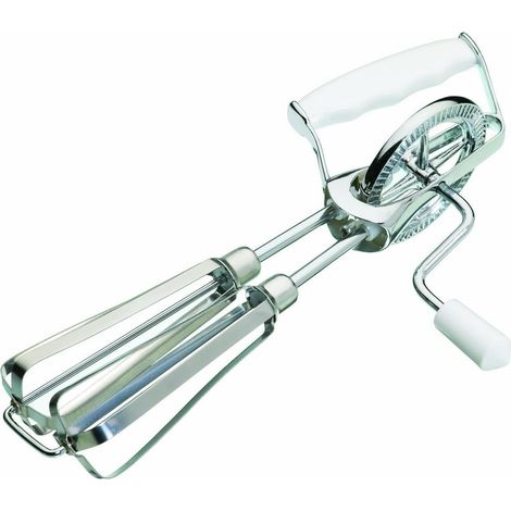 1 Batteur Manuel à Manivelle, Acier Inoxydable, Poignée Plastique, 25 cm, Pour Pâtisserie Et Cuisine