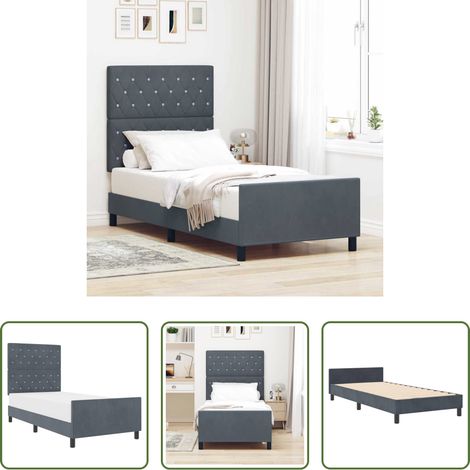 Samtbett - Boxspringbett mit Kopfteil Dunkelgrau 100 x 200 cm Samt (1/5)