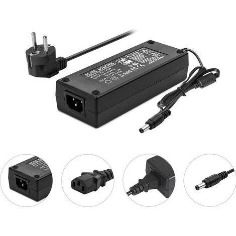 TrAdE Shop Traesio - Alimentatore Trasformatore Stabilizzato Da 12v 5a Per Led Telecamere Spina Shuko - (1/5)