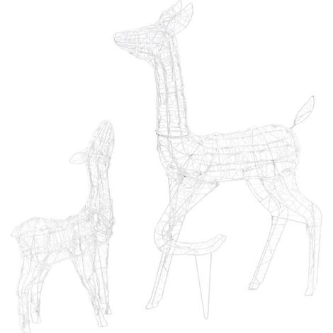 Figurine décorative en acrylique représentant une famille de rennes, avec 160 lumières LED blanc froid. (1/5)