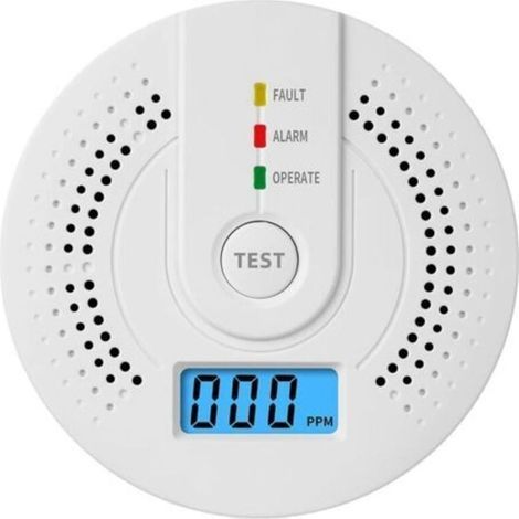 Detector de monóxido de carbono Ikodm con batería reemplazable, pantalla digital LED, alarma de CO para seguridad del hogar, monitor de CO portátil para uso en interiores. (1/5)