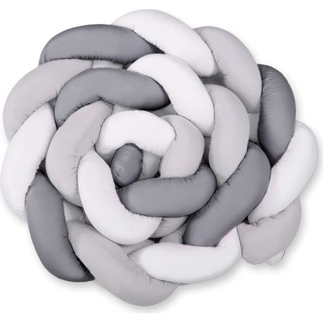 Tour de lit tressé XXL - blanc-gris-anthracite (1/3)