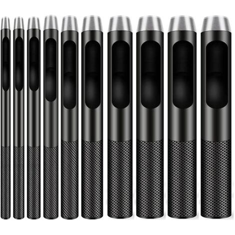 Lot de 10 emporte-pièces ronds en acier pour le travail du cuir, trous de 1 à 10 mm pour ceintures, bracelets de montres et vêtements. (1/4)