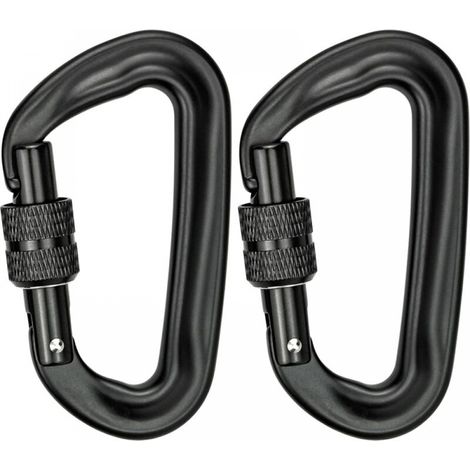 Set aus 2 robusten D-förmigen Aluminium-Verschlusskarabinern (1200 kg), geeignet für Hängematten, Yogaschaukeln usw.
